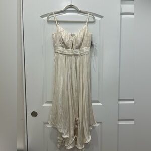 BCBGMaxAzria Cream Pleated Spaghetti Strap Dress